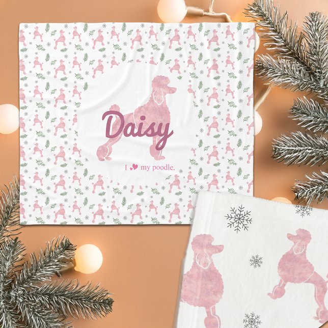 Anpassad Pastell Rosa Pudel Julduk Present Fleecefilt (Skapare uppladdad)
