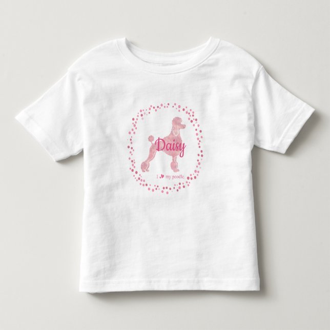 Anpassad Pastell Rosa Pudel Siluett T-shirt (Framsida)