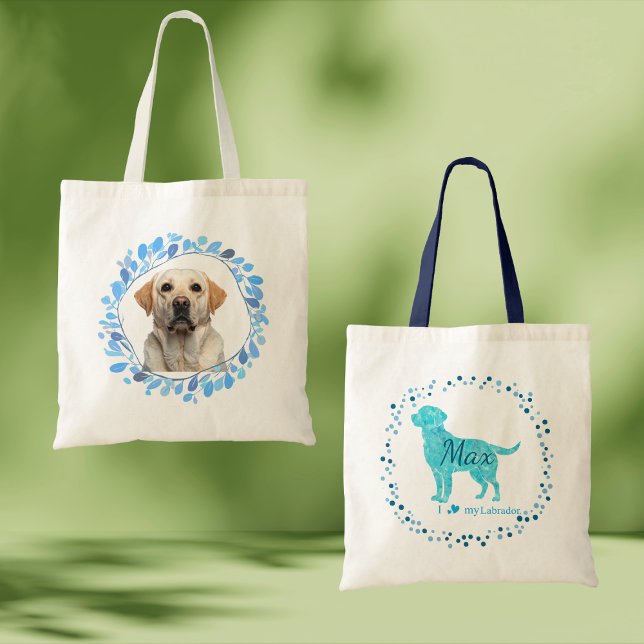 Anpassad pastellblå labrador retriever-handväskor tygkasse (Skapare uppladdad)