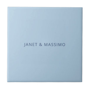 Anpassad pastellblå personlig minimalistisk namn kakelplatta