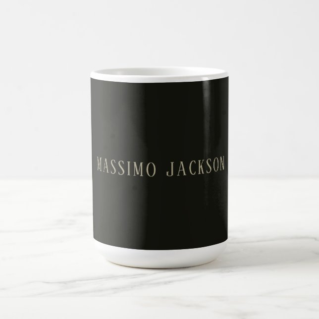 Anpassad pastellgrå personlig minimalistisk namn kaffemugg (Center)