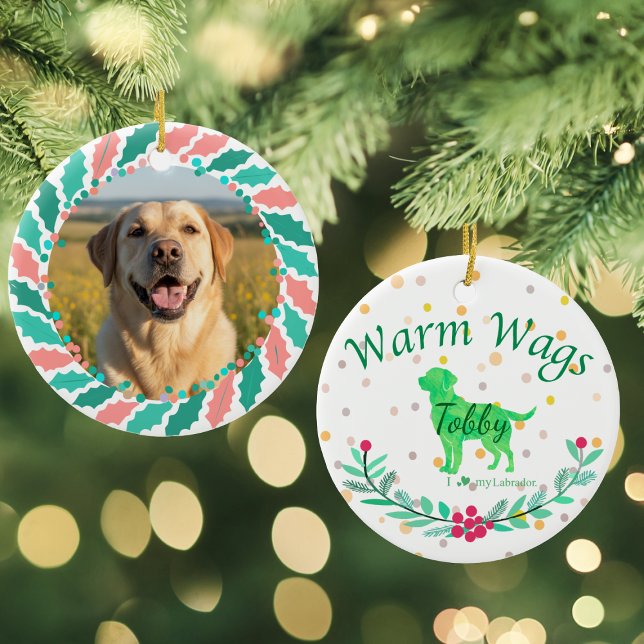Anpassad Pastellgrön Labrador Retriever Jul  Julgransprydnad Keramik (Skapare uppladdad)