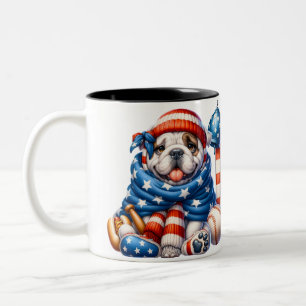 Anpassad patriotisk amerikansk Bulldog-mugg Två-Tonad Mugg