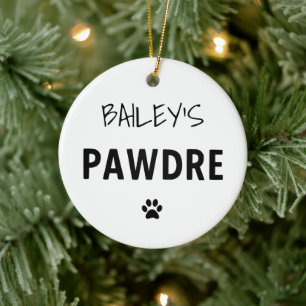 Anpassad Pawdre-typografi Hundpappa Ny hundägare Julgransprydnad Keramik