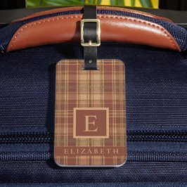 Anpassad Peach Rosa Brown Checkered Mönster Bagagebricka