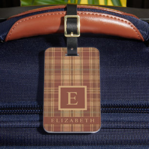 Anpassad Peach Rosa Brown Checkered Mönster Bagagebricka