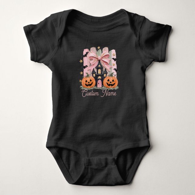 Anpassad Penseldrag Rosa Coquette Slott Halloween  T Shirt (Framsida)