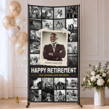 Anpassad pensionsbanner, Retro fotokollage 4x8'
