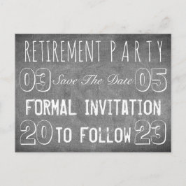 Anpassad pensionsfest Save The Date kritskrifta ta Meddelande Vykort