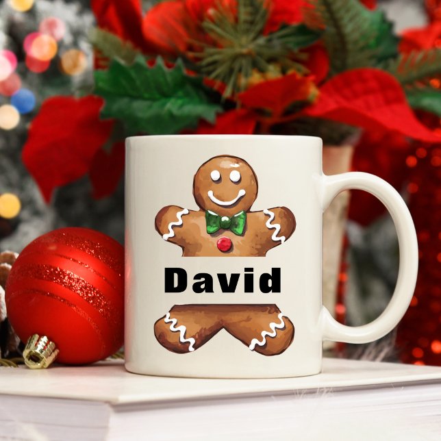 Anpassad Pepparkaksgubbe för personlig - jul Kaffemugg (Personalized Gingerbread Man Custom Name Christmas Coffee Mug
)