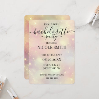 Anpassad Persika Glitter Bokeh Sängvätningsparty Inbjudningar