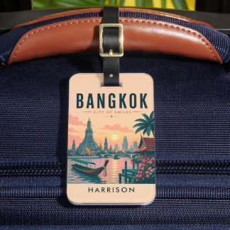 Anpassad persikopink Thailand Bangkok Resa Bagagebricka