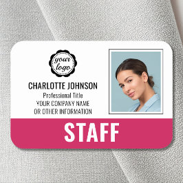 Anpassad personal-ID Logotyp Bild Logotyp Rosa Mag Namnbricka