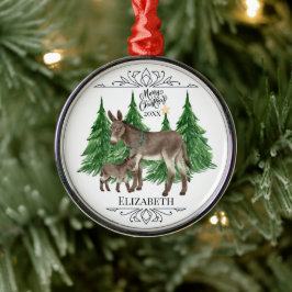 Anpassad personlig åsna jul julgransprydnad metall