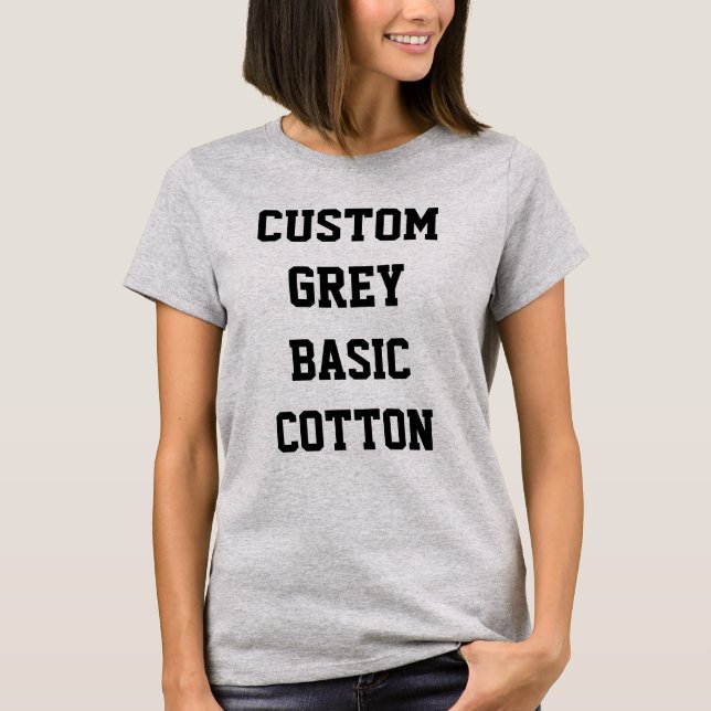 Anpassad personlig dam BASIC GRÅ T-SHIRT (Framsida)