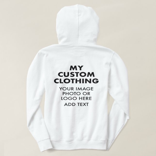 Anpassad personlig DAM VIT HOODED TRÖJA (Design baksida)