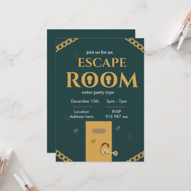 Anpassad personlig escape room-inbjudan inbjudningar (Fram/Back In Situ)