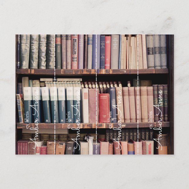 anpassad personlig ex libris bokmärke skär den vykort (Framsida)