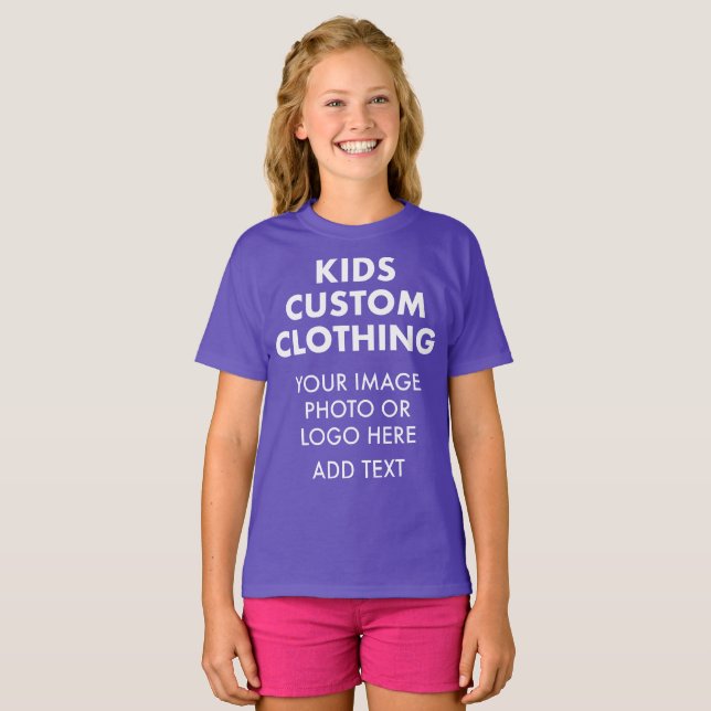 Anpassad personlig Flicka T-SHIRT - LILA (Hel framsida)