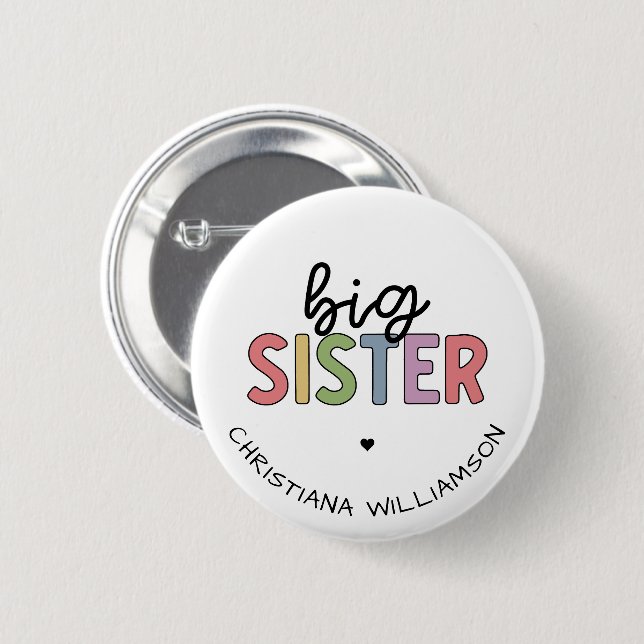 Anpassad Personlig för Big Sister Cute Cute Knapp (Framsida & baksida)