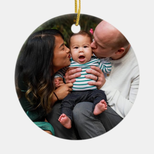 Anpassad Personlig för foto Dubbla Sided Julgransprydnad Keramik (Framsidan)