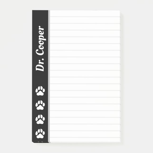 Anpassad Personlig för veterinärnamn Led 4x6 Post-it Block (Framsida)