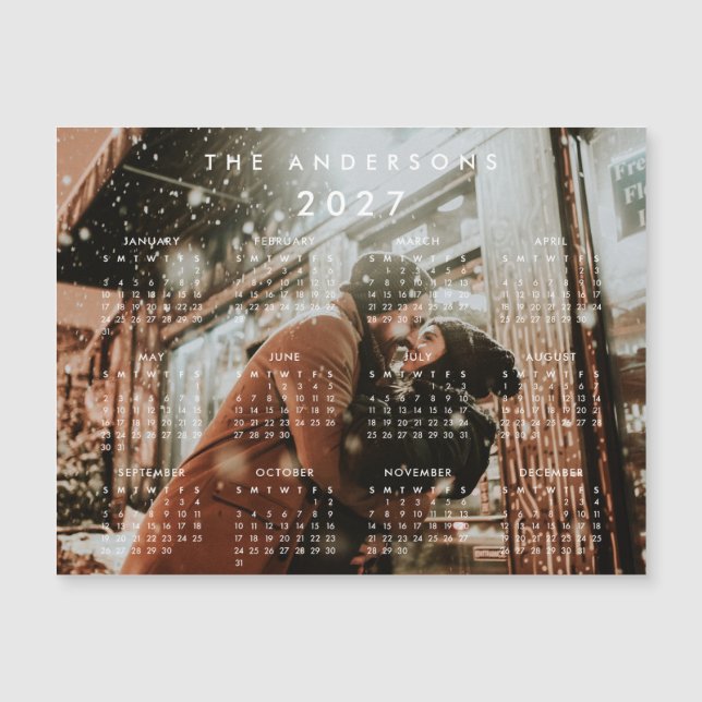Anpassad Personlig Foto 2027 Kalender Magnet (Framsida)
