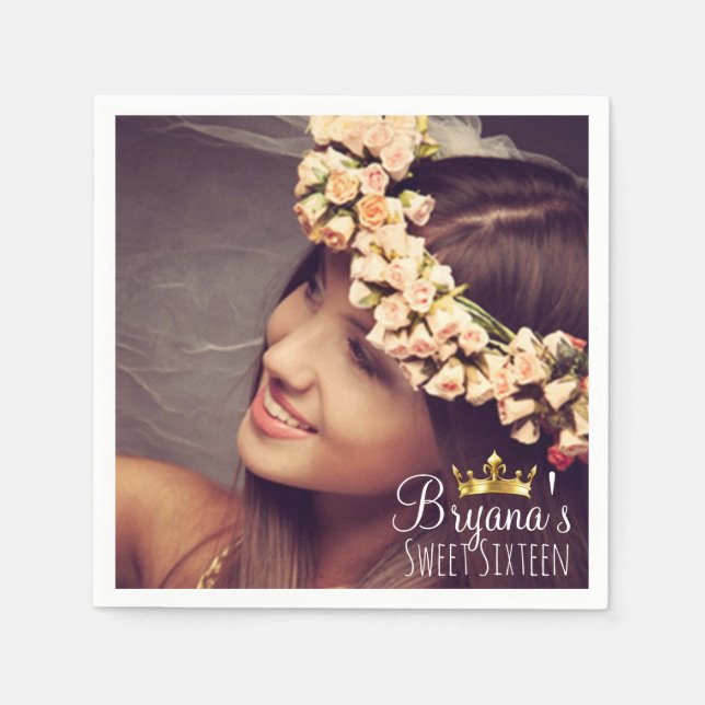 Anpassad Personlig Foto Bild Söt 16 Födelsedagsfes Pappersservett (Framsidan)