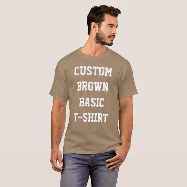 Anpassad personlig herr BASIC BRUN T-SHIRT (Hel framsida)