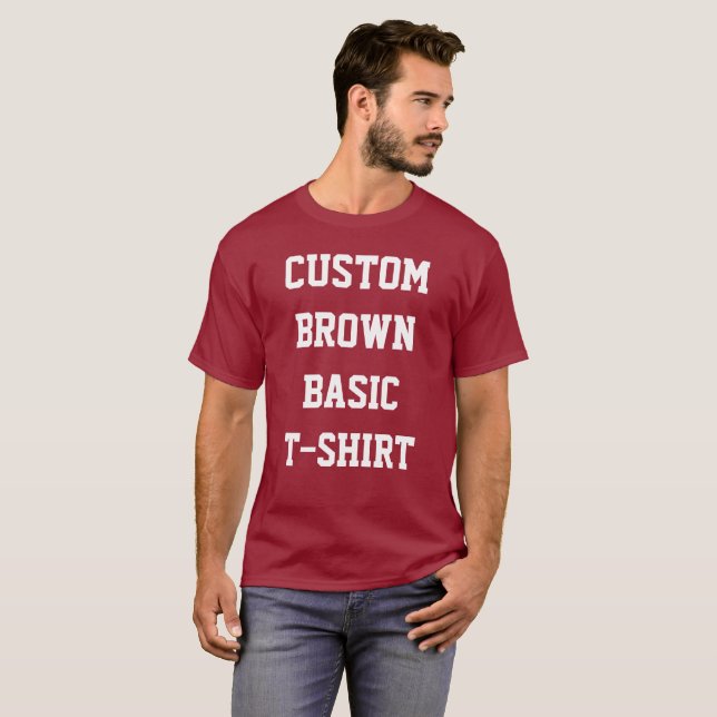 Anpassad personlig herr BASIC BRUN T-SHIRT (Hel framsida)