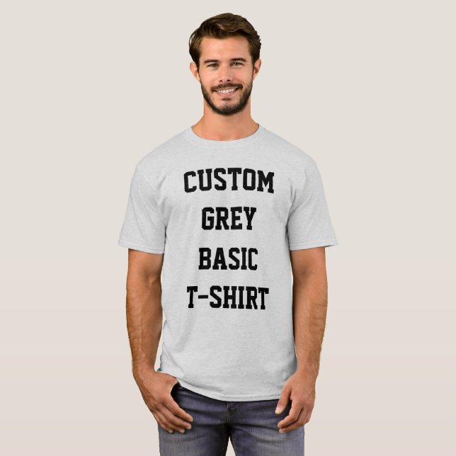 Anpassad personlig herr BASIC GRÅ T-SHIRT (Hel framsida)