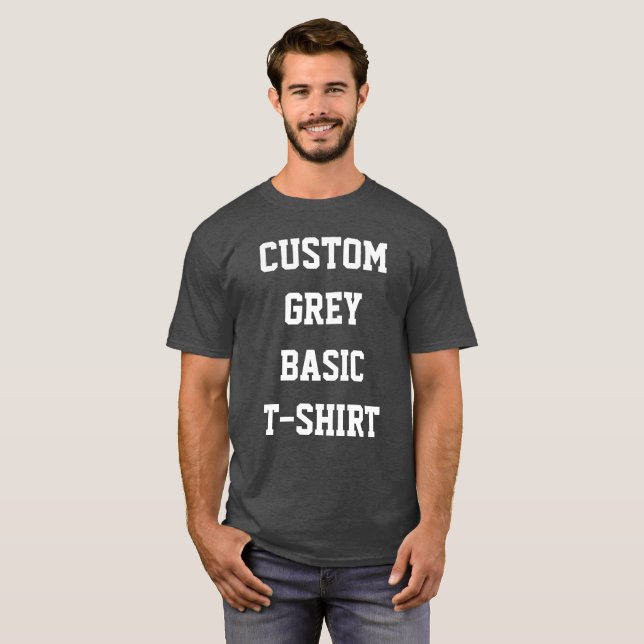 Anpassad personlig herr BASIC GRÅ T-SHIRT (Hel framsida)