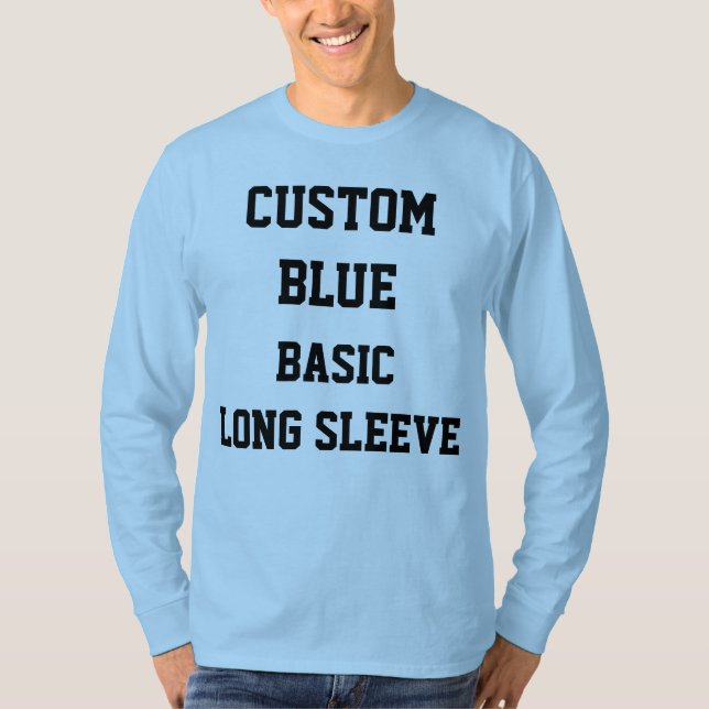 Anpassad Personlig Herr BLÅ LÅNGÄRMAD T-SHIRT (Framsida)
