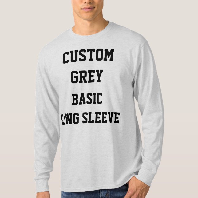 Anpassad Personlig Herr GRÅ LÅNGÄRMAD T-SHIRT (Framsida)