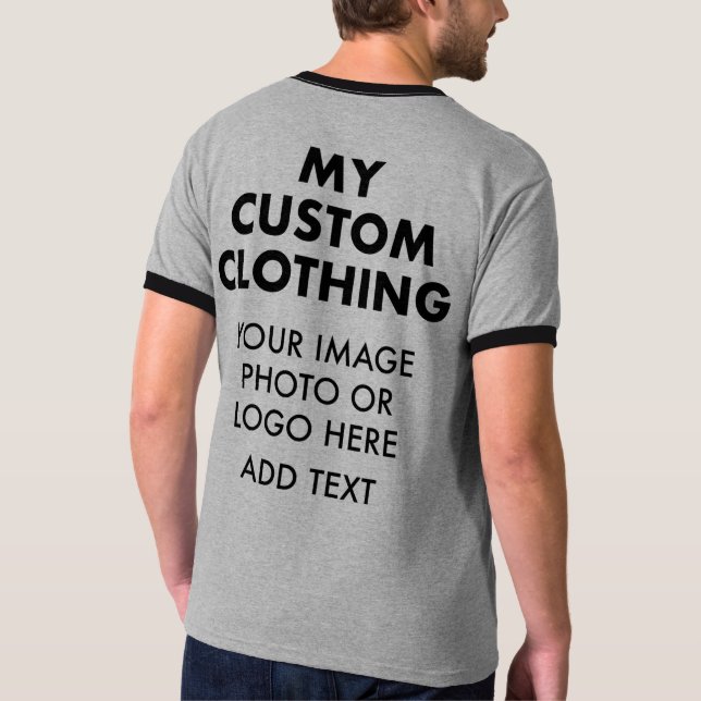 Anpassad personlig herrringtröja - GRÅ T Shirt (Baksida)