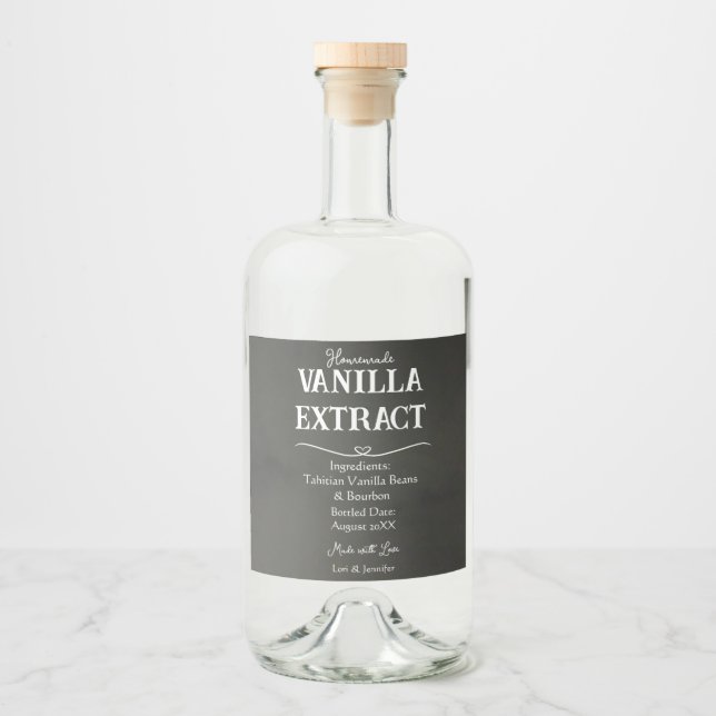 Anpassad Personlig Homemade Vanilla Extract Spritflaskor Etikett (Framsida)