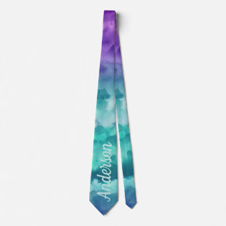 Anpassad personlig lila teal Gradient Akvarell Slips