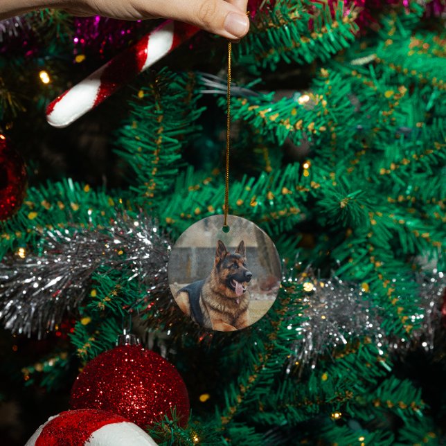 Anpassad personlig minnes- katt hund foto julgransprydnad keramik (Skapare uppladdad)