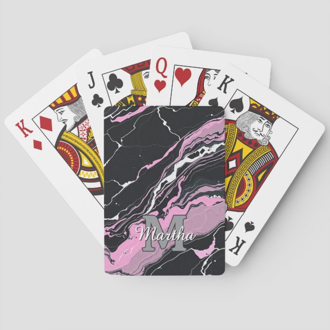 Anpassad Personlig Monogram Skript Namn Initial Casinokort (Baksidan)