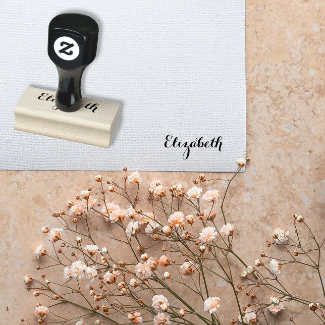 Anpassad Personlig Namn Elegant Stilfullt Skript Stämpel (Custom Personalized Name Elegant Stylish Script Rubber Stamp)