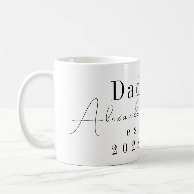 Anpassad Personlig Pappa Minimal Svart och Vitt Kaffemugg (Vänster)