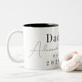 Anpassad Personlig Pappa Minimal Svart och Vitt Två-Tonad Mugg