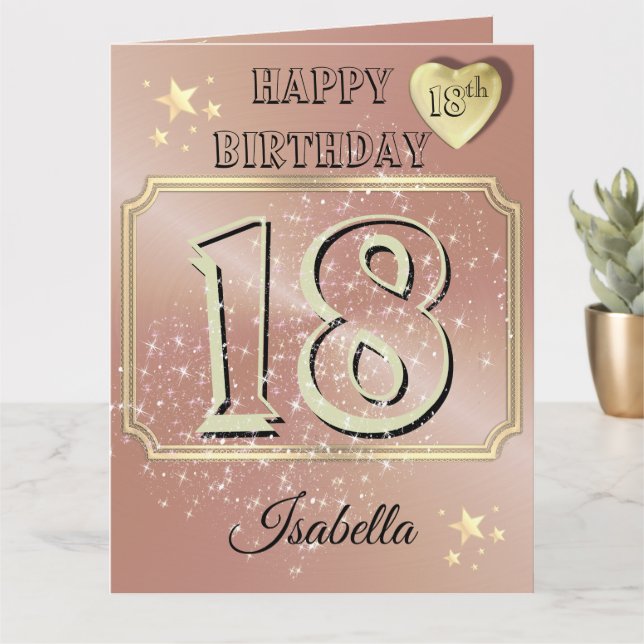 Anpassad Personlig Rosa Guld 18-årspresentkort Kort (Liten växt)