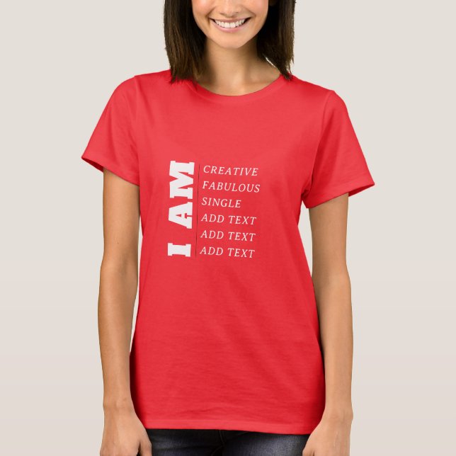 Anpassad personlighet kvaliteter enkel röd T-Shirt (Framsida)