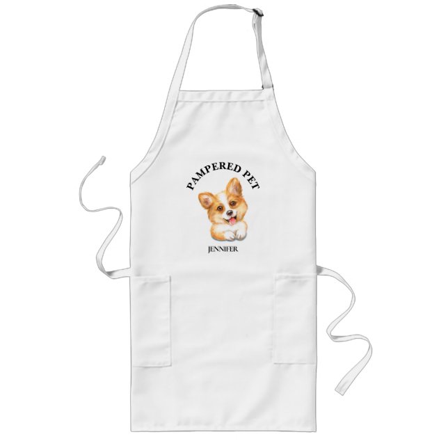 Anpassad Pet Groomer Apron Långt Förkläde (Framsidan)