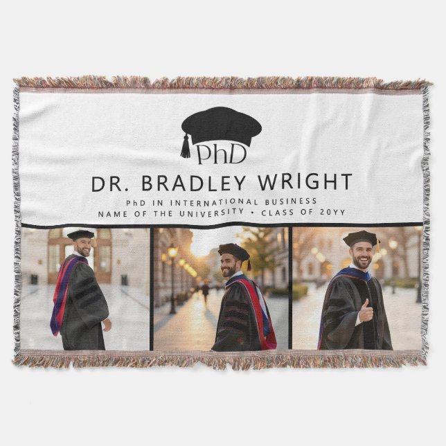Anpassad PhD-doktorgradshatt Doktorsavhandling Filt (Framsidan)