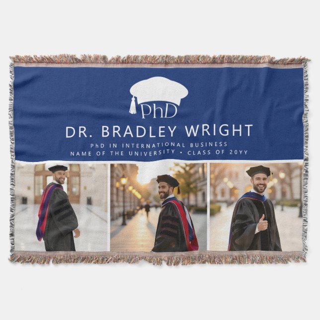 Anpassad PhD-doktorgradshatt Doktorsavhandling Filt (Framsidan)