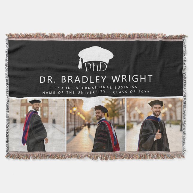 Anpassad PhD-doktorgradshatt Doktorsavhandling Filt (Framsidan)