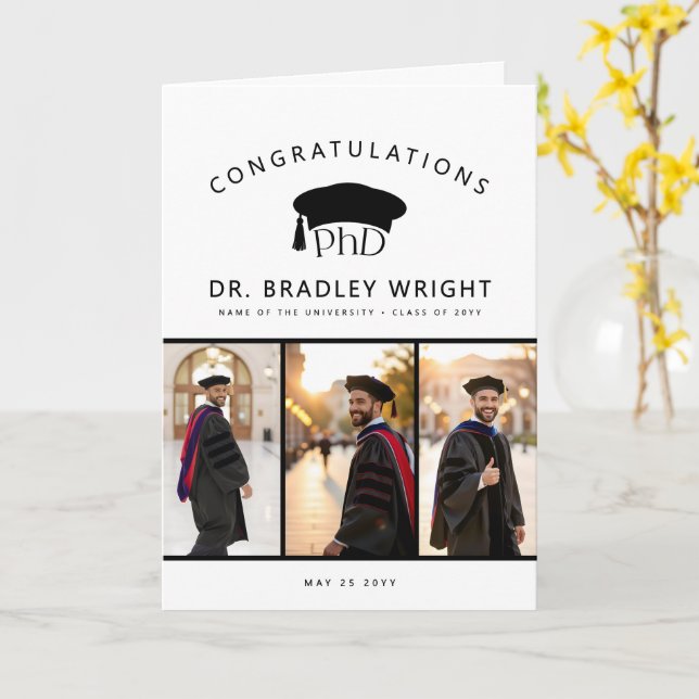 Anpassad PhD-doktorgradshatt Doktorsavhandling Kort (Gul blomma)