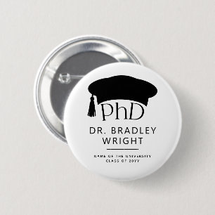 Anpassad PhD-doktorhatt Doktorsgrad Examen Knapp